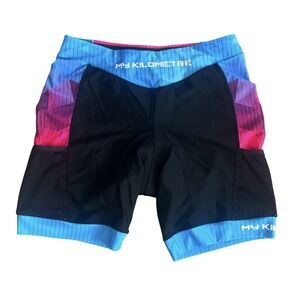 My Kilometre Cycling Shorts Womens XL Black Padded Pockets‎ Athletic Triathlon